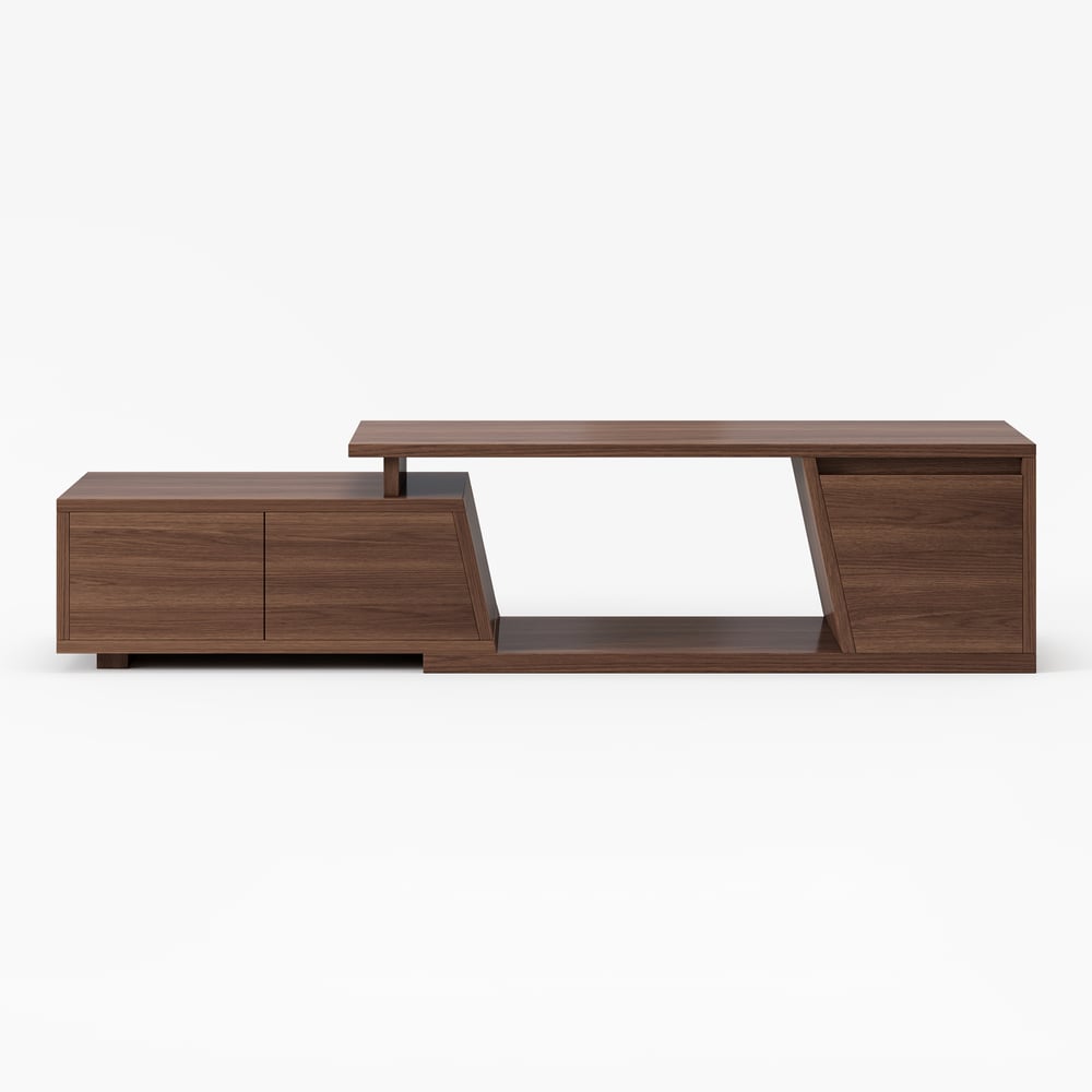 Fero extendable TV cabinet with 3 drawers from 120 cm to 180 cm in walnut color window image