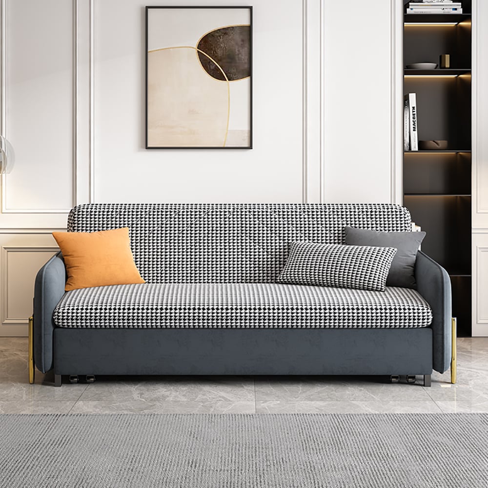 Modern White Lift Top Coffee Table & 1360mm Full Sleeper Deep Gray Upholstered Sofa Bed window image