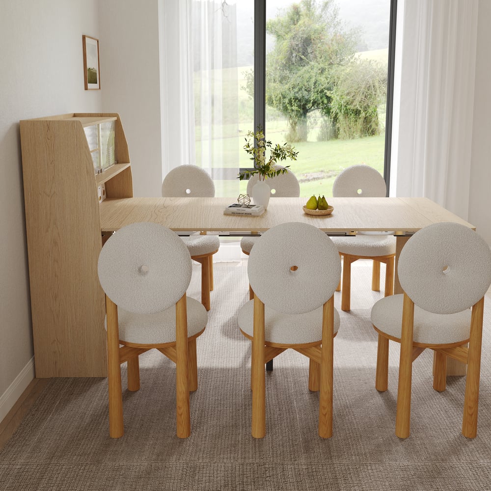 Dining Set 70.9'' Extendable Dining Table Natural with 6 Chairs window image