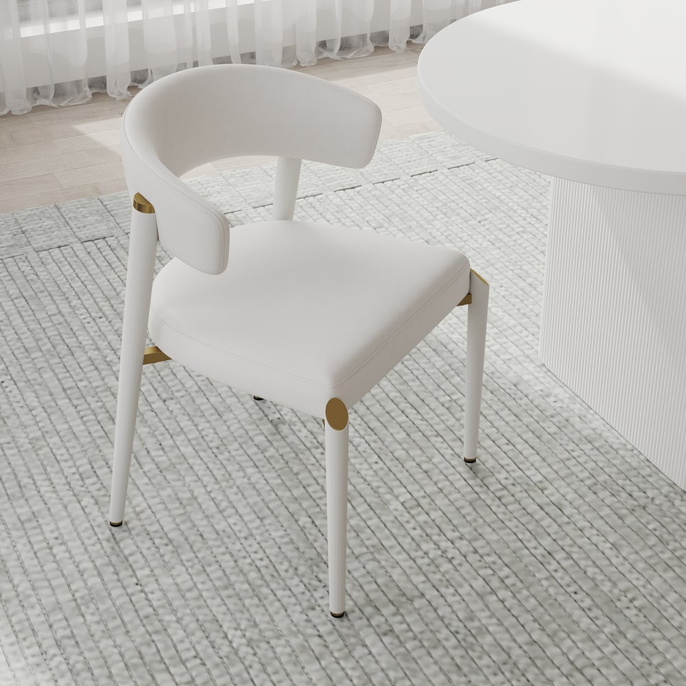 Set de mesa de comedor blanca de 1600 mm a 2000 mm y 6 sillas de comedor Imagen de ventana