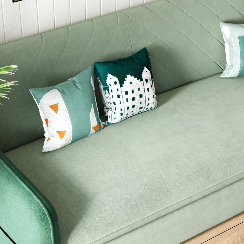 Canapé-lit convertible 3 places rembourré de 200 cm en tissu velours - vert image de fenêtre