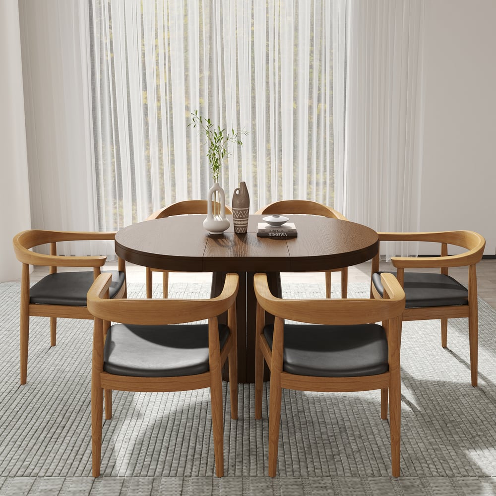 1400mm Walnut Dining Table & 6 Dining Chairs Set window image
