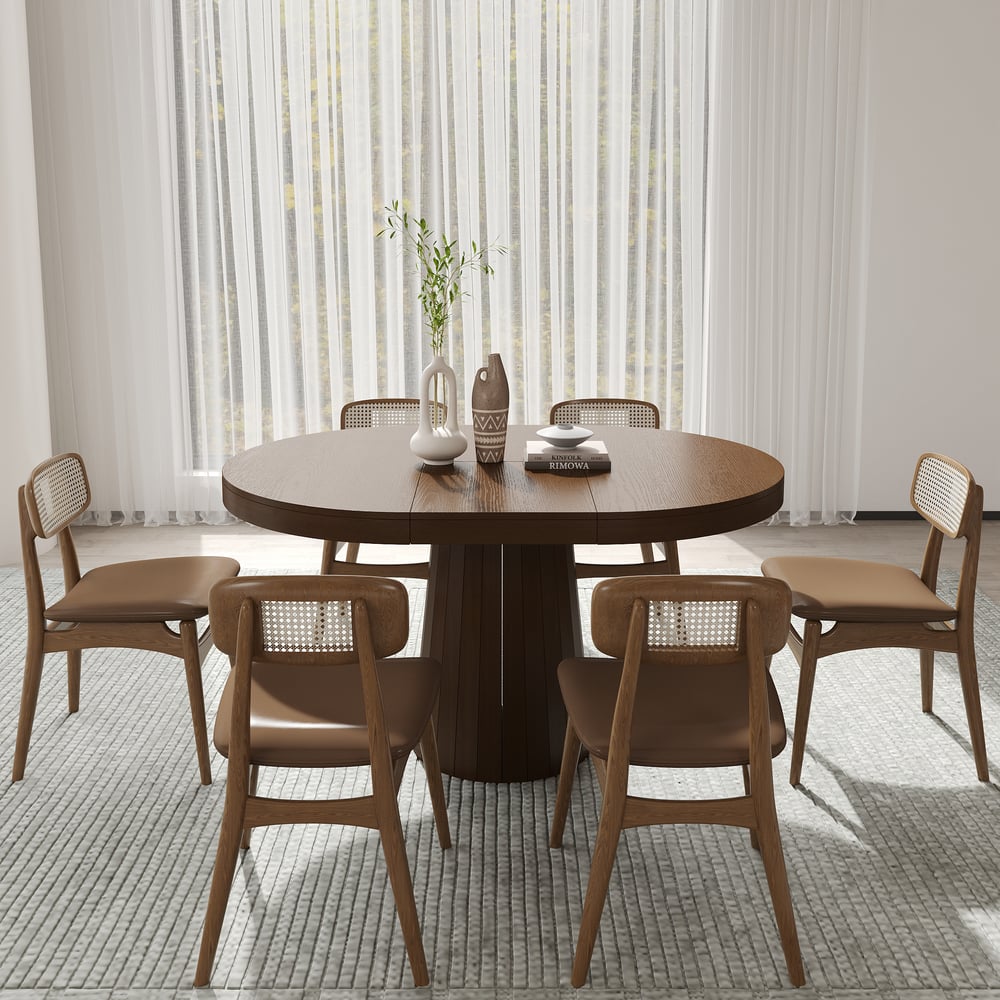 1400mm Walnut Dining Table & 6 Dining Chairs Set window image