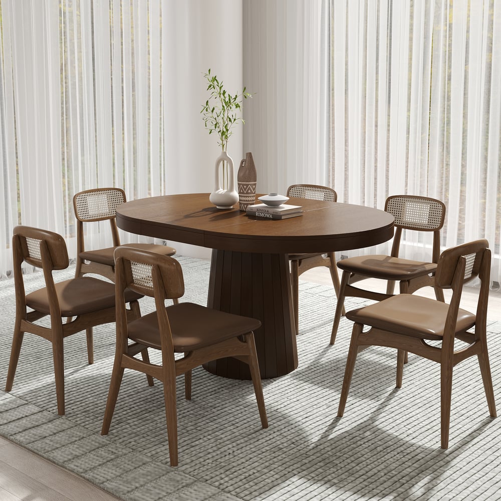 1400mm Walnut Dining Table & 6 Dining Chairs Set window image