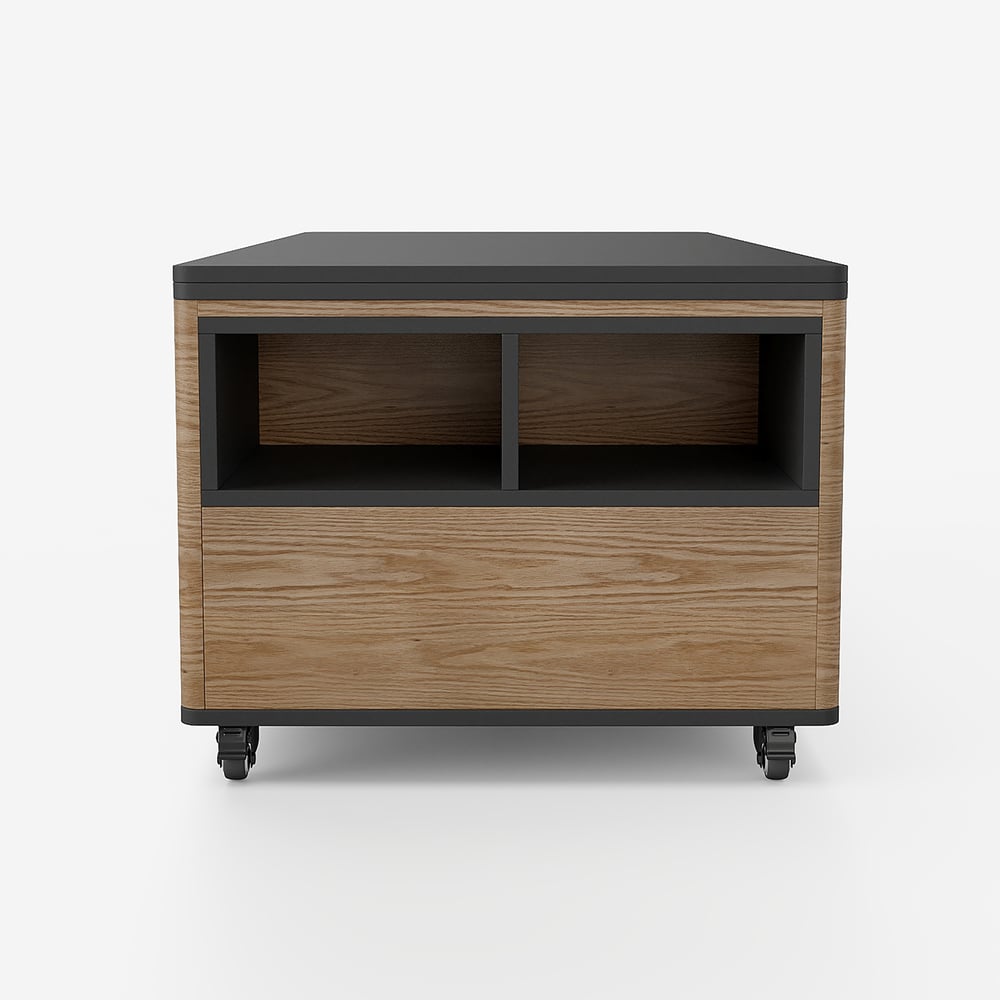 Table basse relevable extensible table multifonctionnelle avec 3 tiroirs noyer et noir image de fenêtre