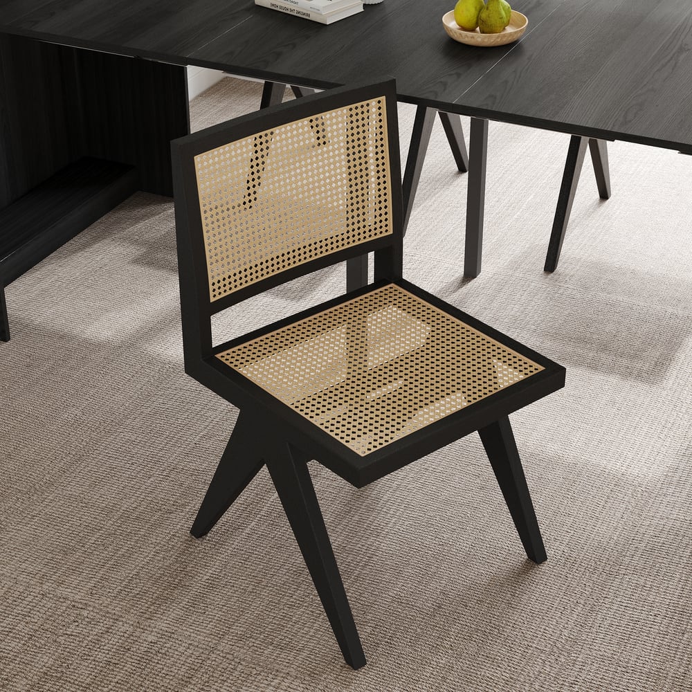 Dining Set 70.9'' Extendable Dining Table Black with 4 Chairs window image