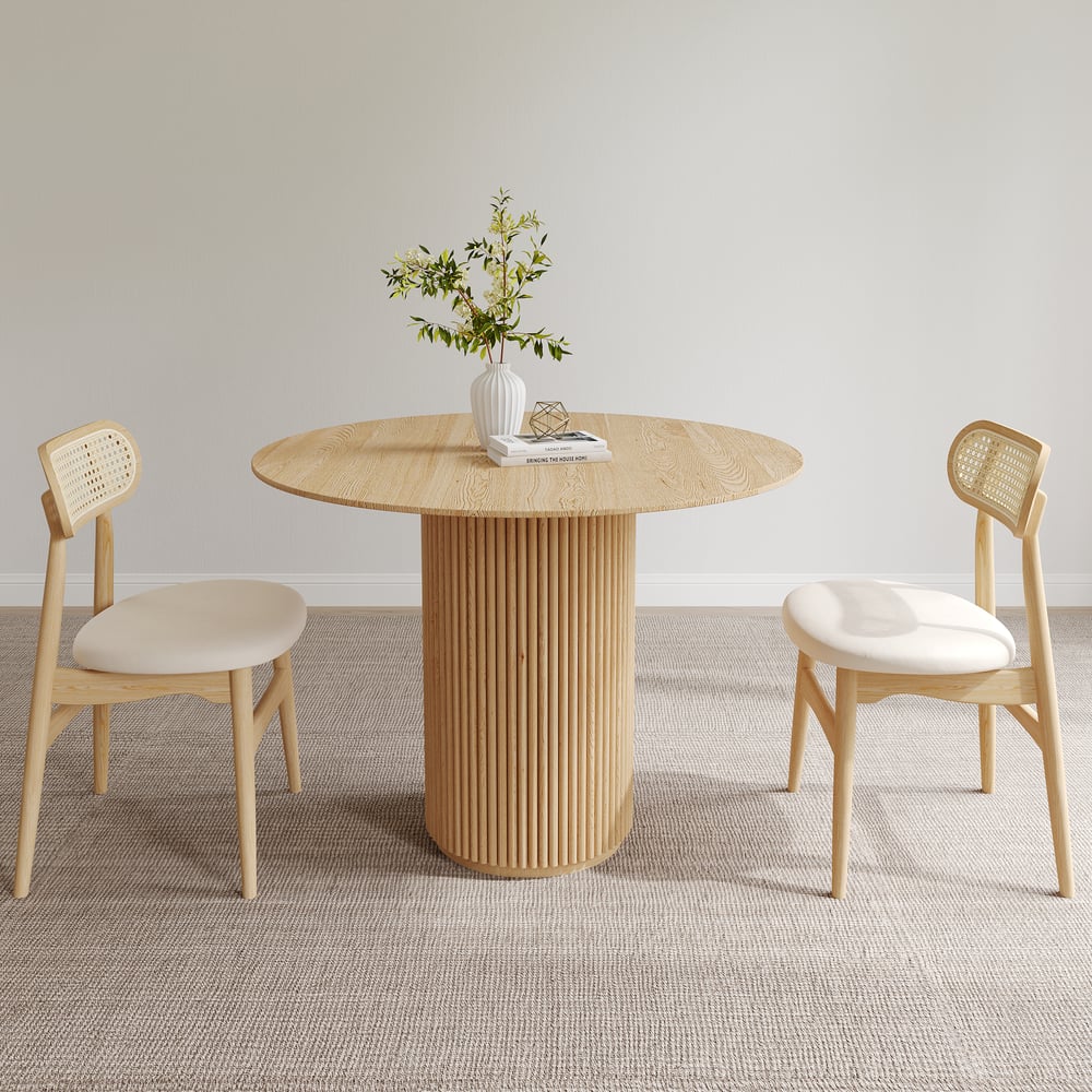 Ensemble table à manger naturelle et 2 chaises de salle à manger de 1000 mm image de fenêtre