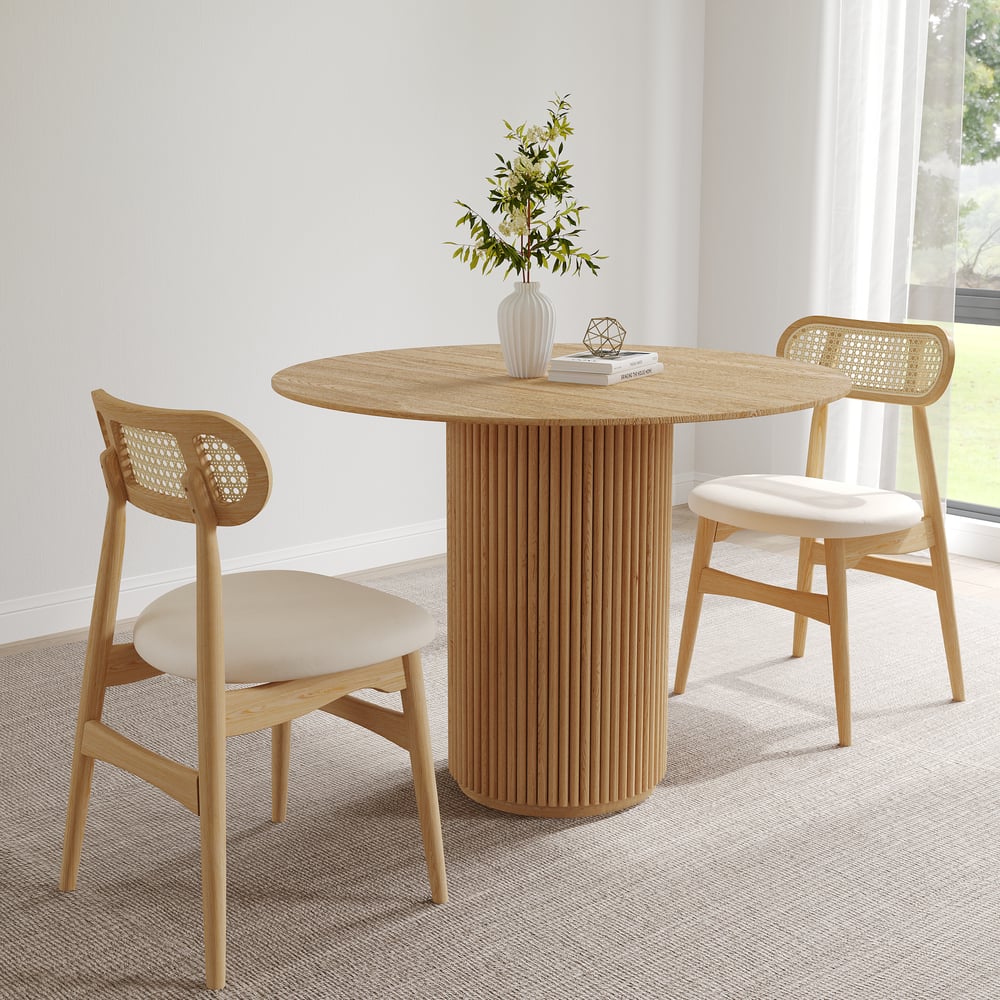 Ensemble table à manger naturelle et 2 chaises de salle à manger de 1000 mm image de fenêtre