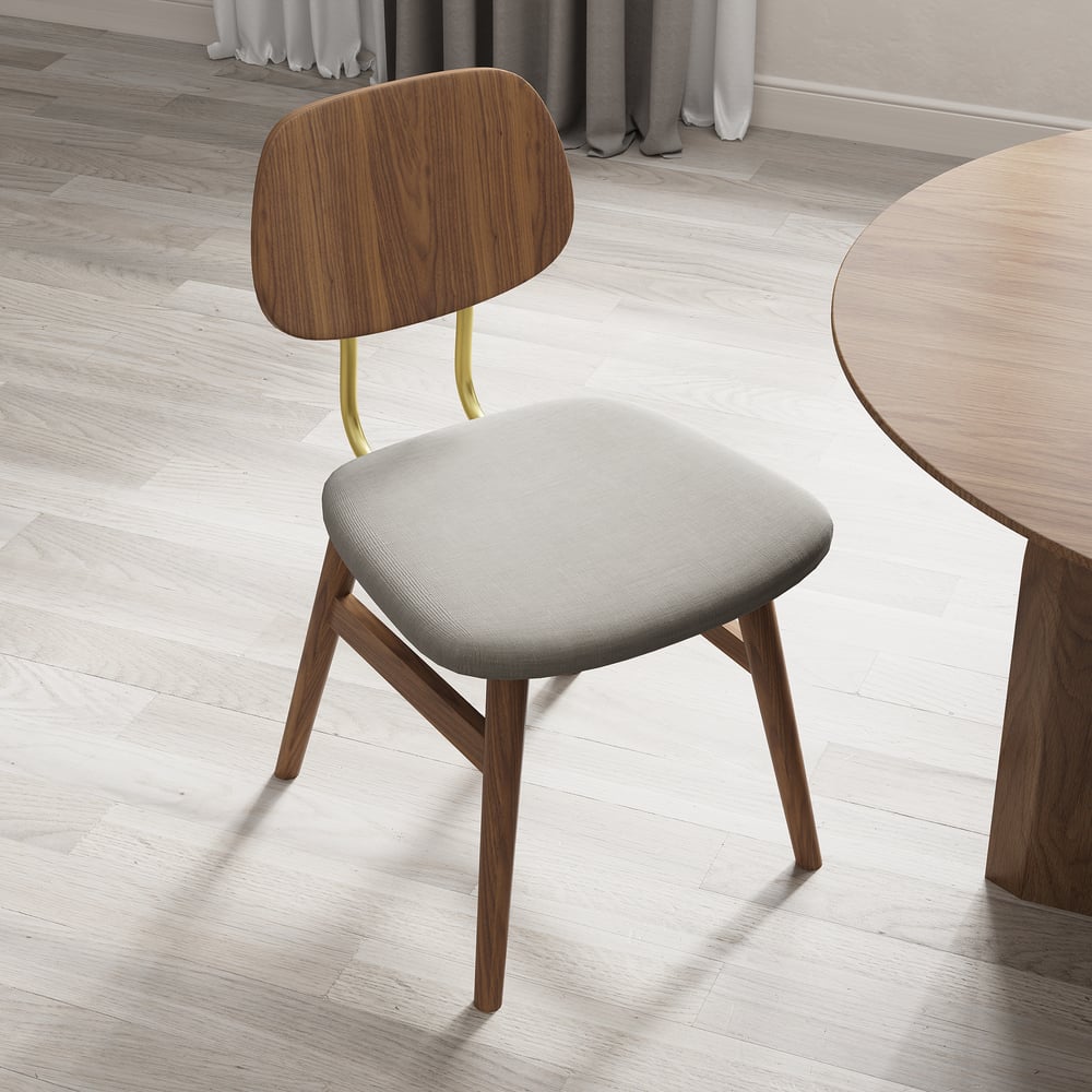 Set de mesa de comedor y 4 sillas de comedor de nogal de 1000 mm imagen de ventana