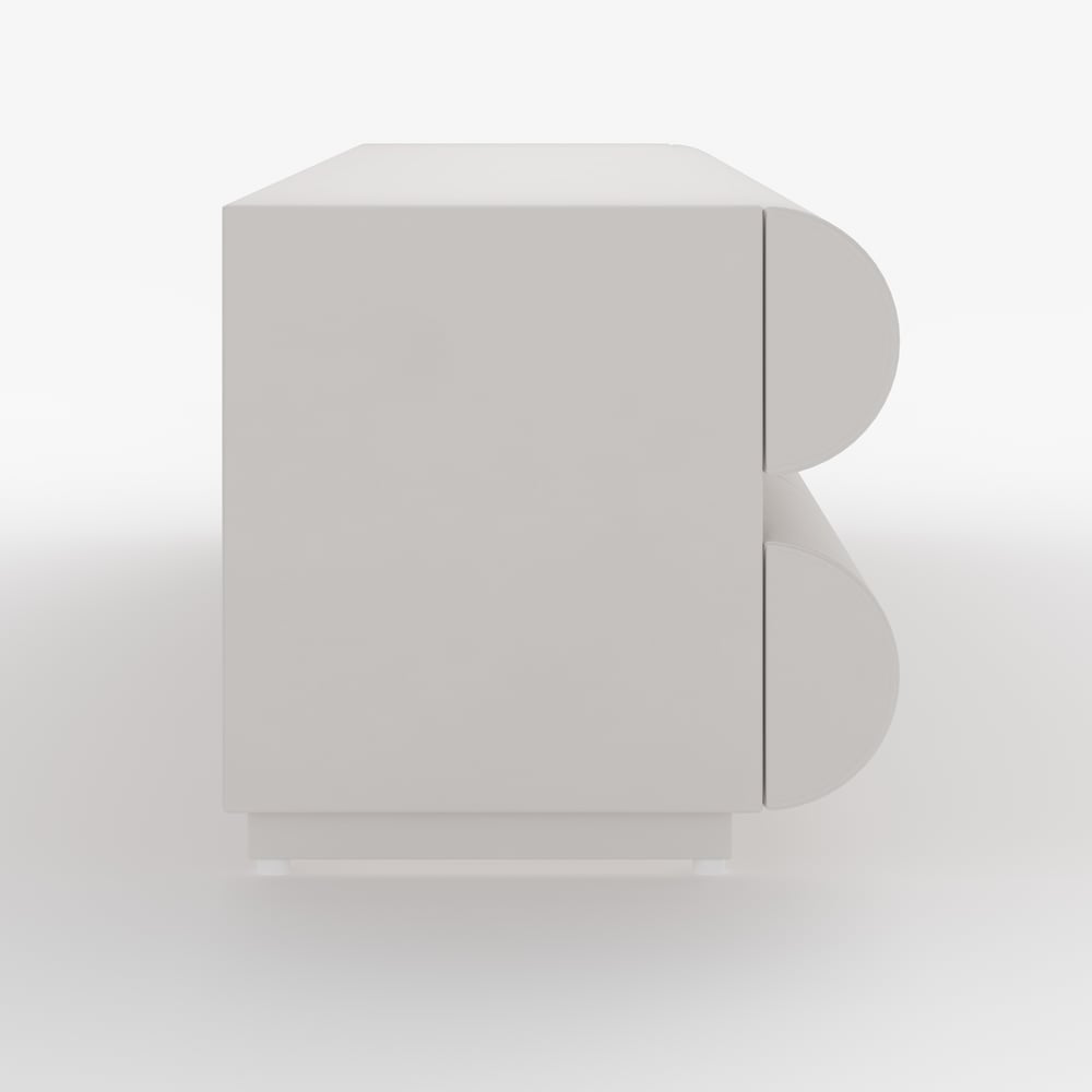 Meuble TV en cuir synthétique Humply avec 8 tiroirs de 201 cm en blanc image de fenêtre