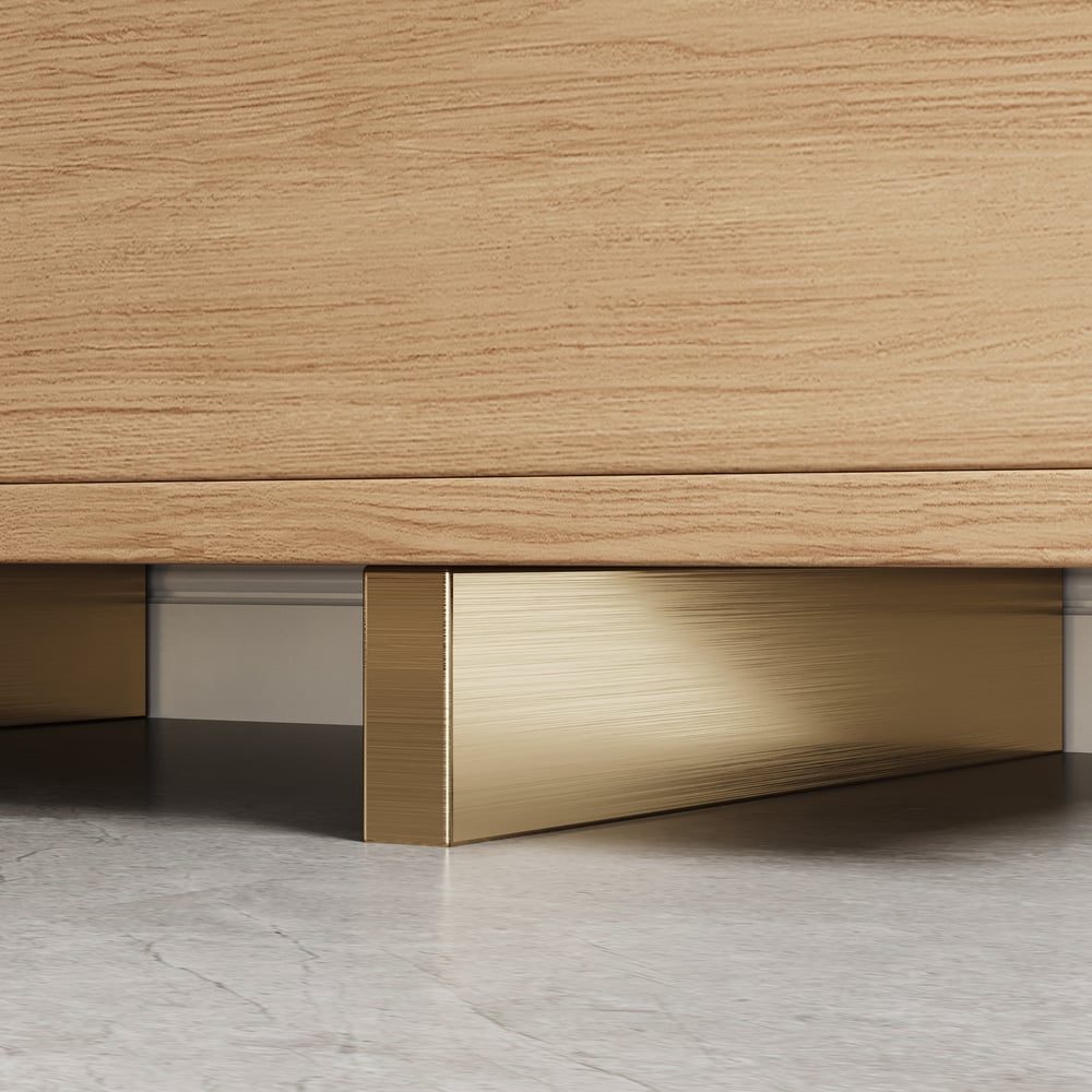 Armário de TV Mordelle extensível de 160 cm a 240 cm em cor natural Imagem da janela