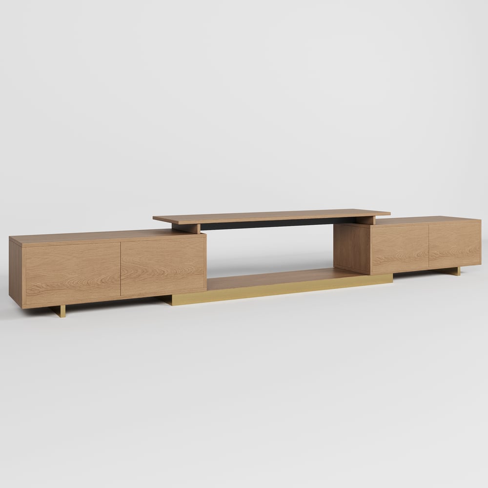 Ensemble meuble TV extensible et table basse Mordelle Natural image de fenêtre