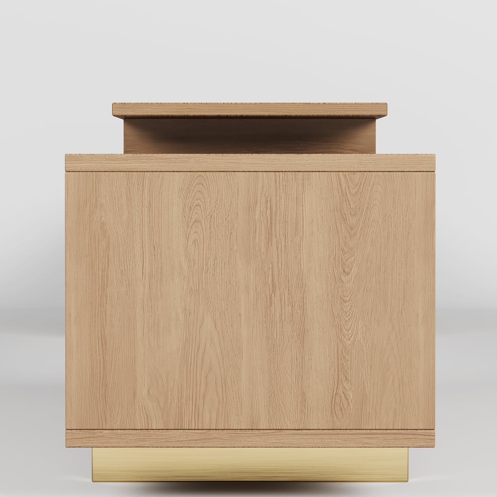 Armário de TV Mordelle extensível de 160 cm a 240 cm em cor natural Imagem da janela