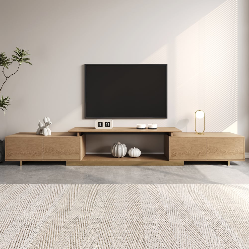 Ensemble meuble TV extensible et table basse Mordelle Natural image de fenêtre