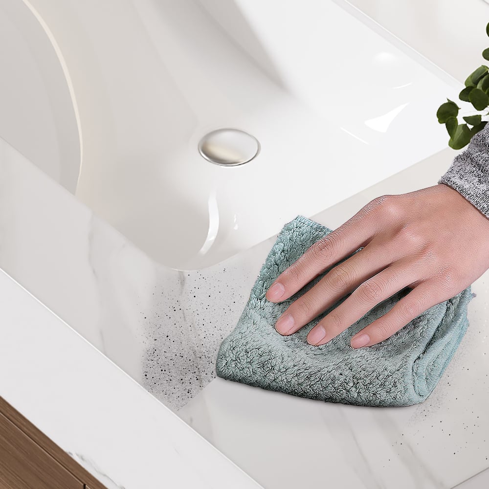 Modern Walnut 1000 mm Wall Mounted Bathroom Cabinet with Stone Finish window image