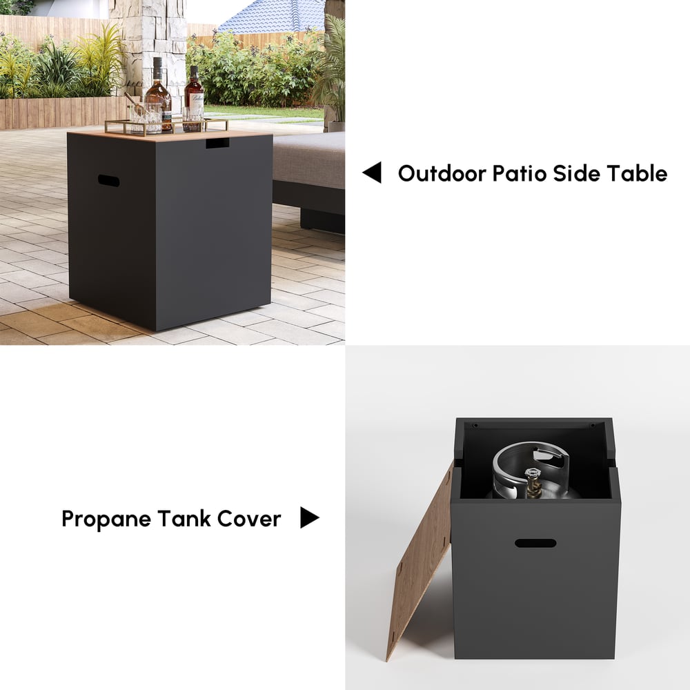 Table de foyer au propane Axis de 39 po avec couvercle de réservoir de propane en verre, ensemble de 2 image de fenêtre