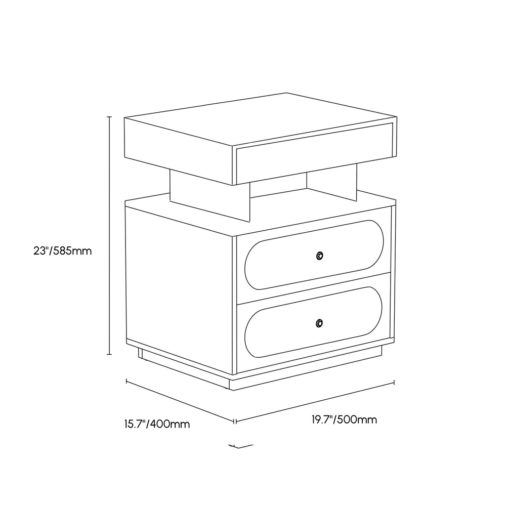 Krila Floating 3-Drawer LED Smart Nightstand with Light weights dimensions image