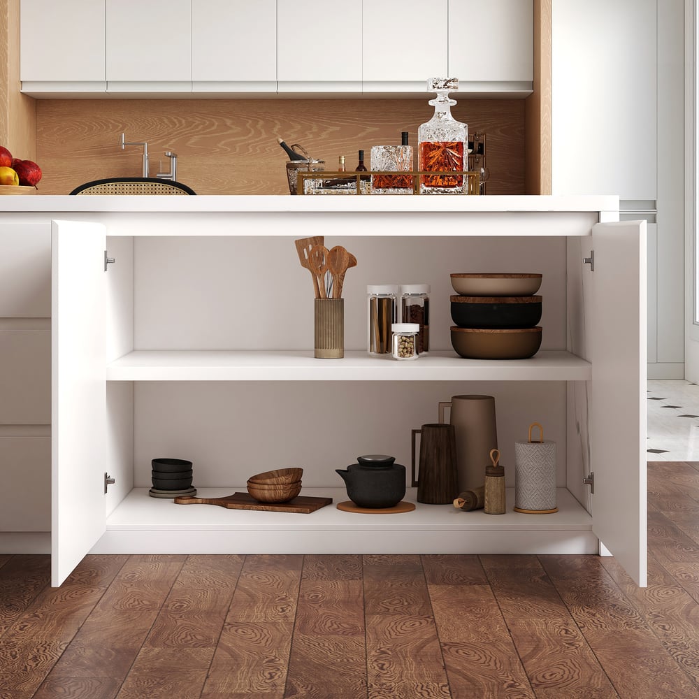 Ilha de cozinha moderna de 1830 mm em branco Imagem da janela