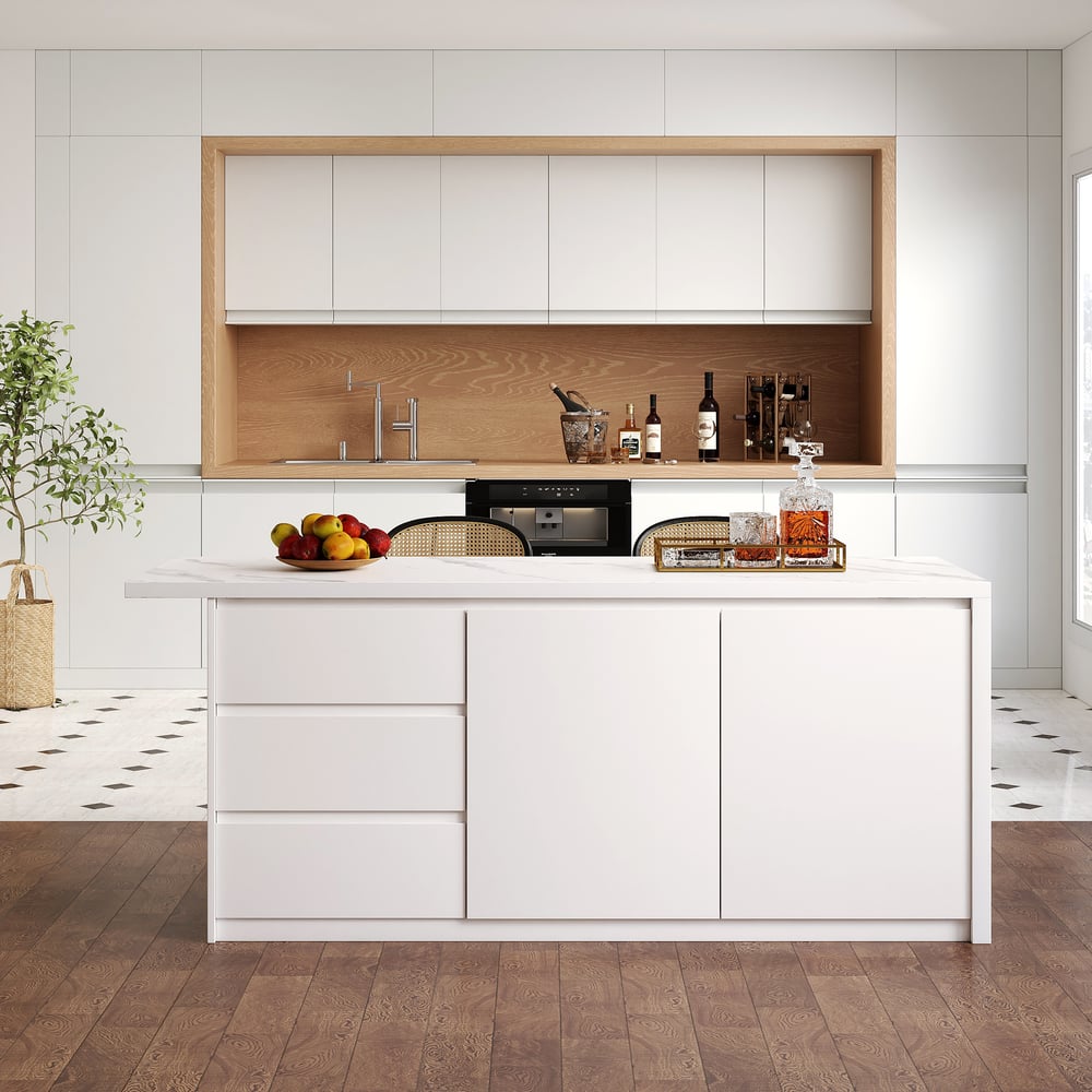 Ilha de cozinha moderna de 1830 mm em branco Imagem da janela