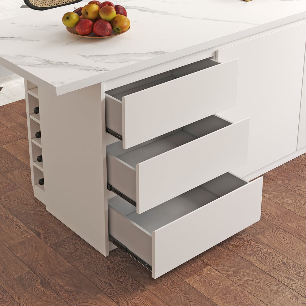 Ilha de cozinha moderna de 1830 mm em branco Imagem da janela