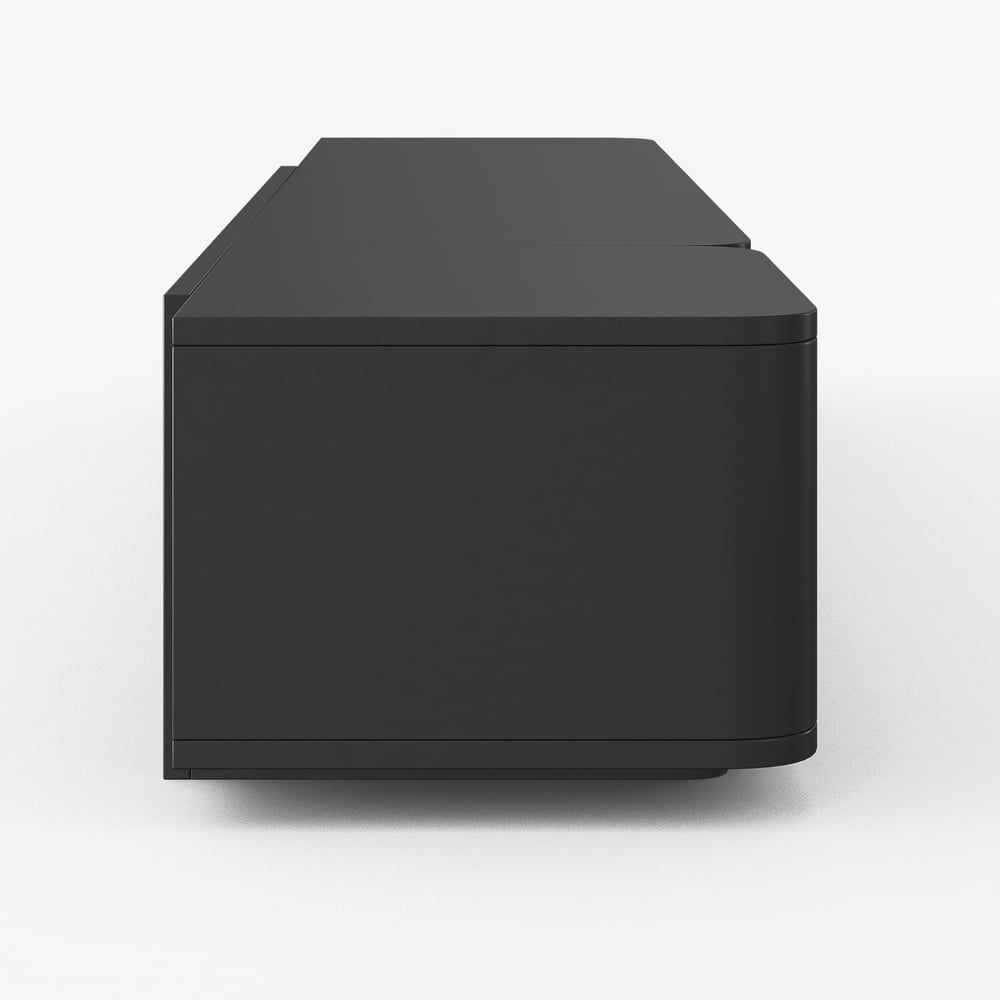 Meuble TV extensible avec 4 tiroirs de 200 cm à 300 cm en noir image de fenêtre