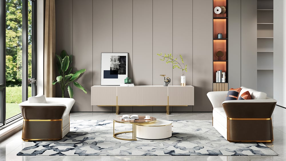 Grovyn 2200 mm minimalistisch tv-meubel gemaakt van gesinterd steen en hout