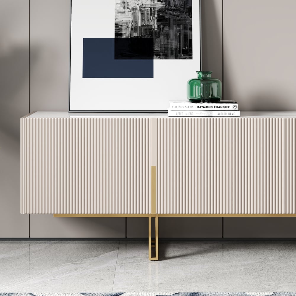 Grovyn 1500mm Sintered Stone Top Fluted TV Stand with Storage window image