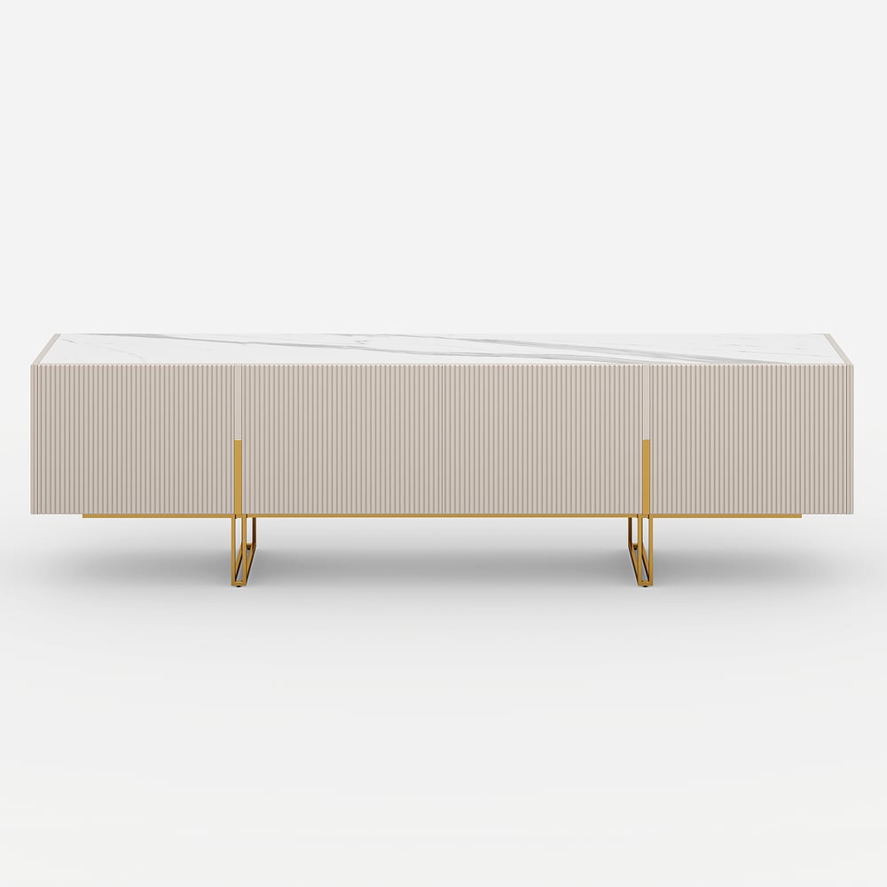 Grovyn 79" Sintered Stone Top Fluted TV Stand with Storage window image