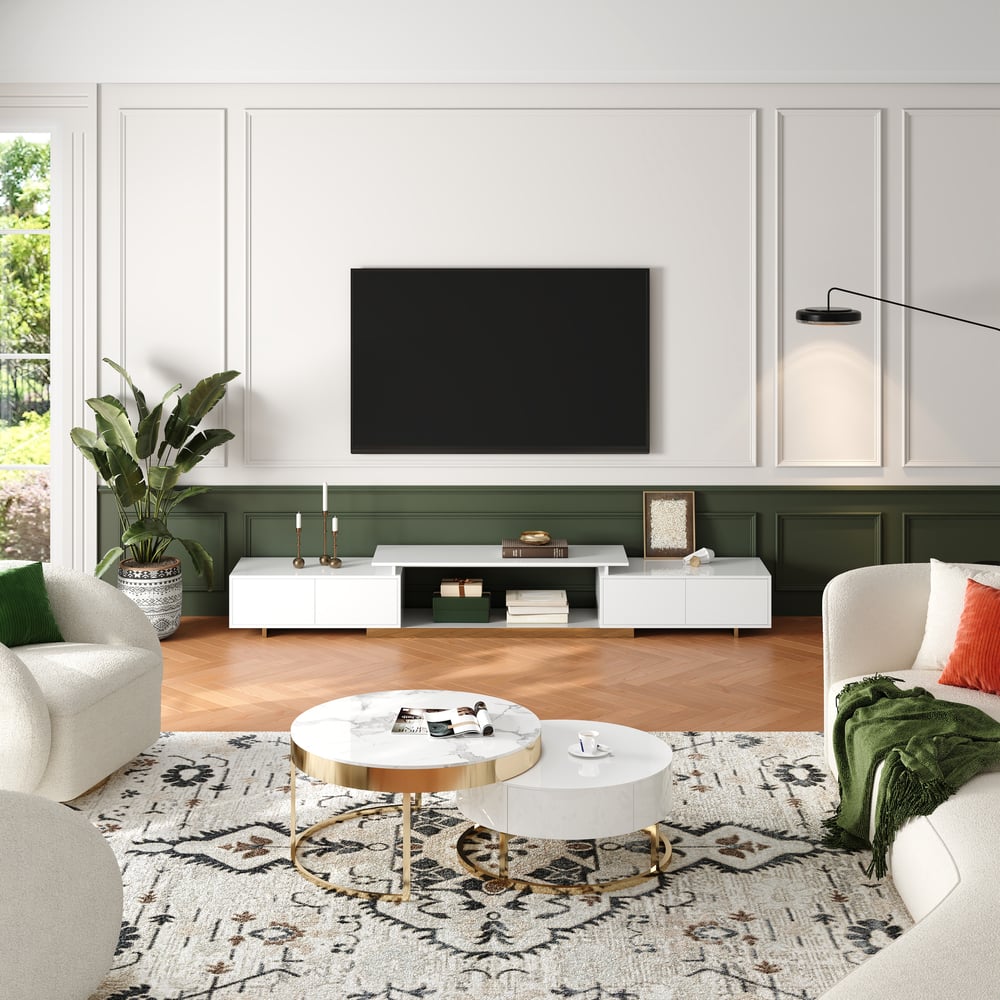 Meuble TV Mordelle extensible de 160 cm à 240 cm en noir image de fenêtre