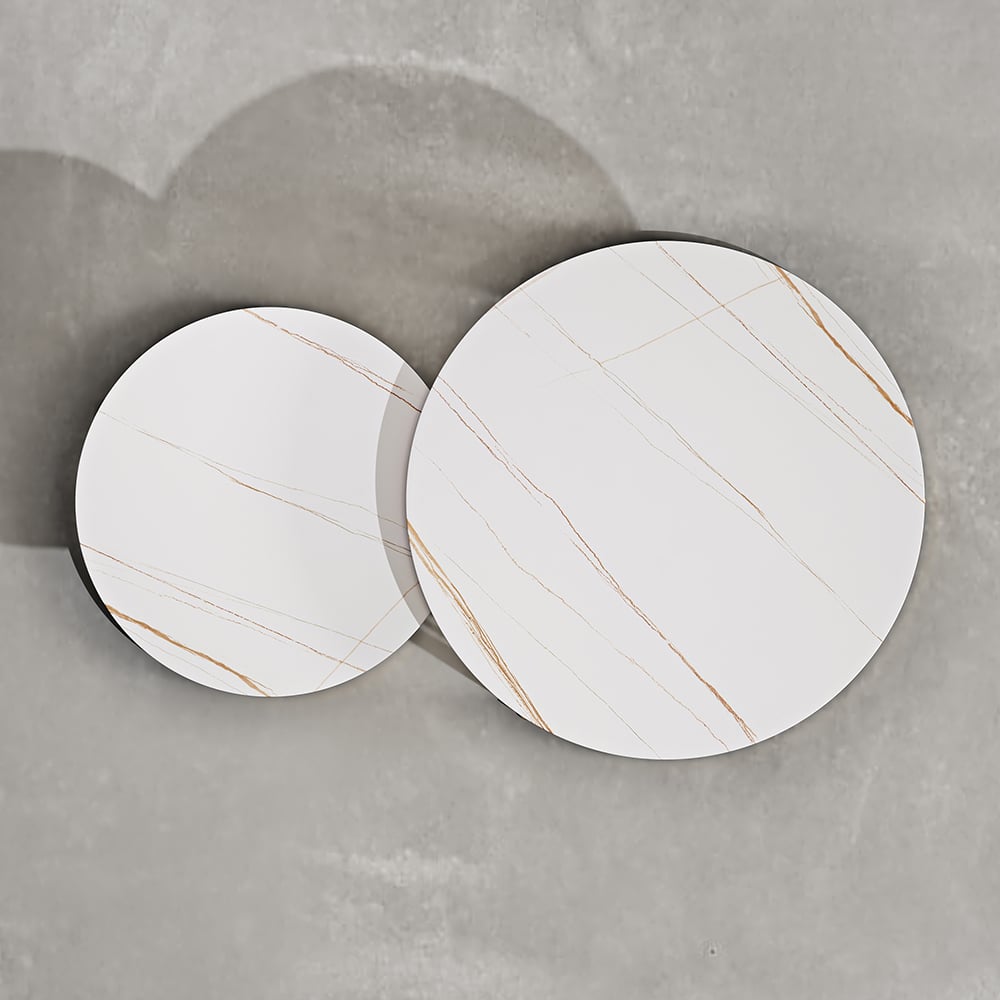 Aurora 79" Leather Fluted Sofa Set with Round 2-Piece Nesting Coffee Table window image