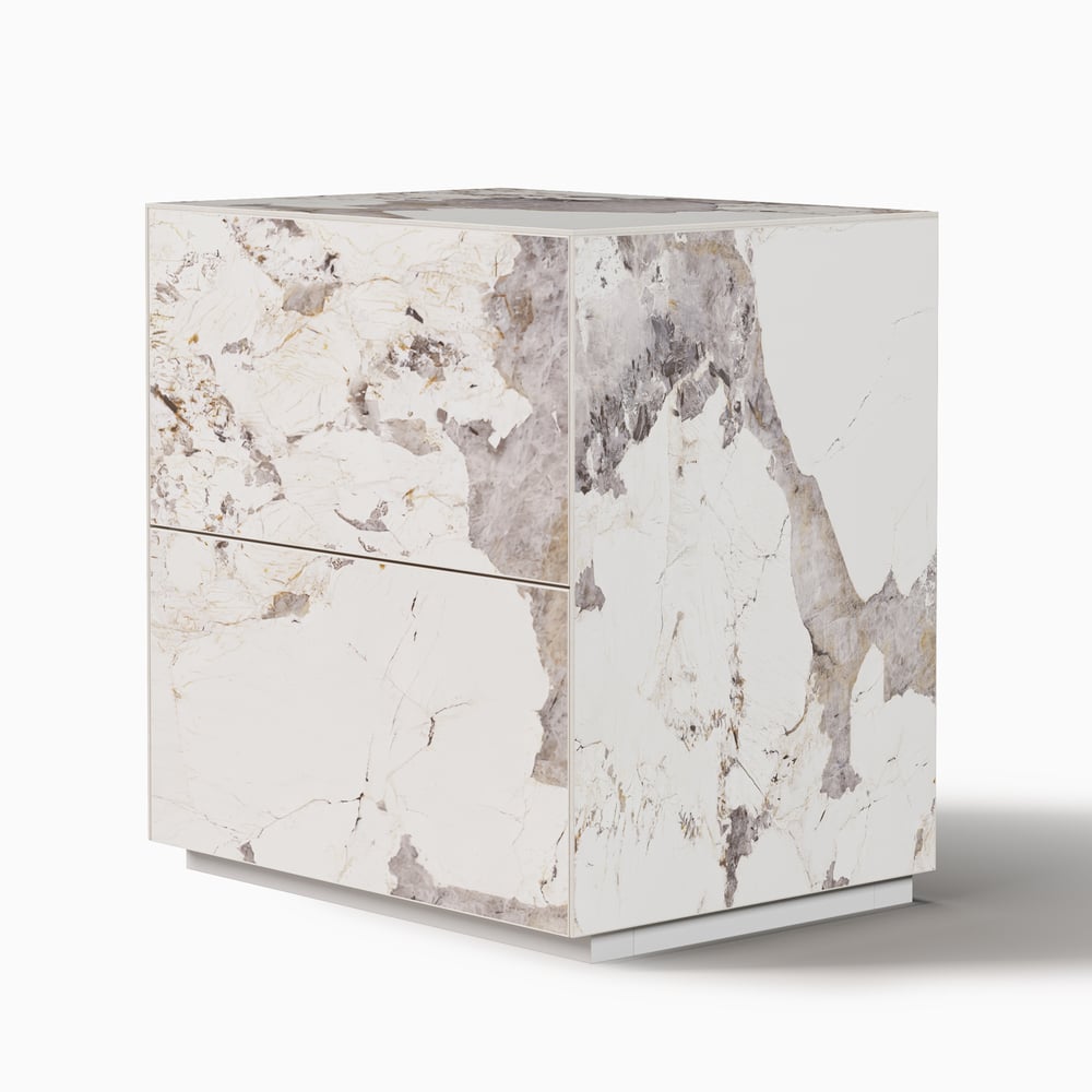 24" Sintered Stone 2-Drawer Floor Nightstand Set of 2