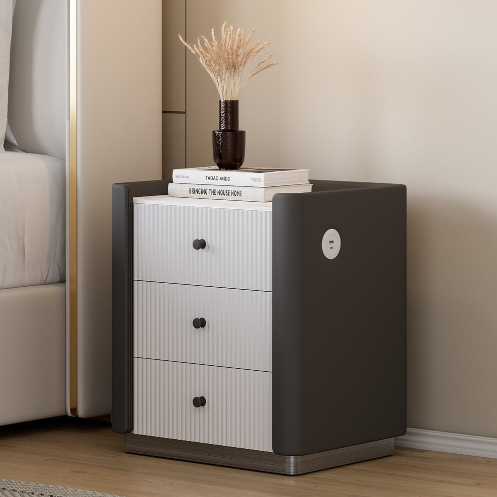 Questions and Answers for Modern 3-Drawer Nightstand with Sintered Stone Top & USB Port