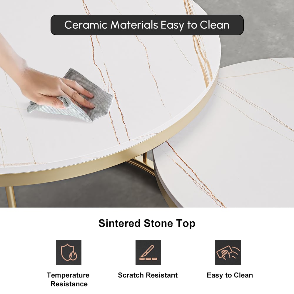 Aurora 79" Boucle Fluted Sofa Set with Round 2-Piece Nesting Coffee Table window image