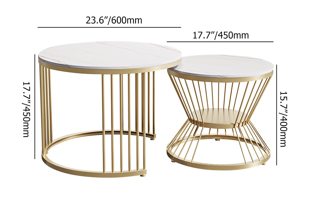 Aurora 79" Boucle Fluted Sofa Set with Round 2-Piece Nesting Coffee Table weights dimensions image