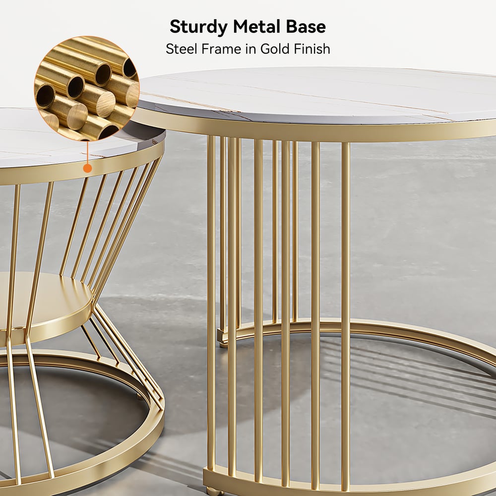 Aurora 79" Boucle Fluted Sofa Set with Round 2-Piece Nesting Coffee Table window image