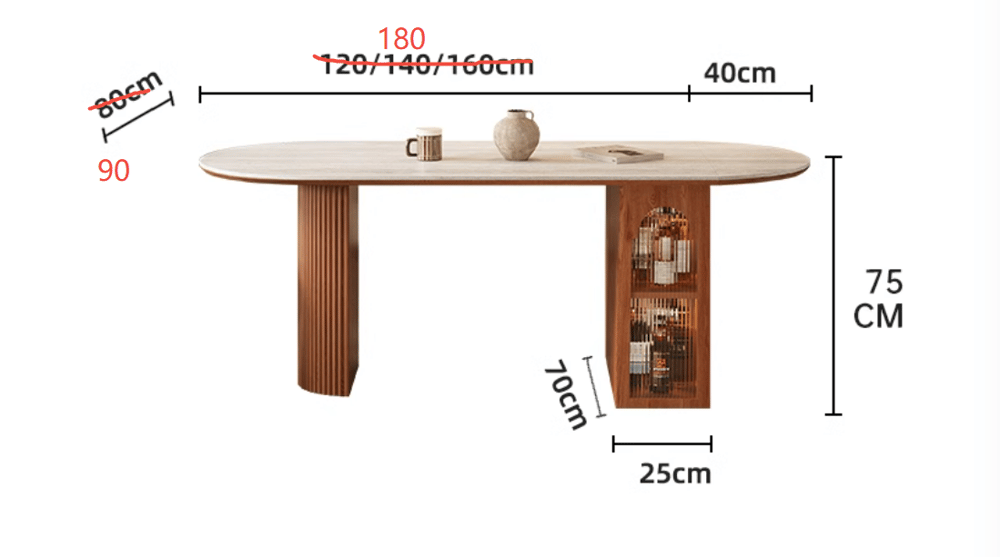 Dining Set 180 cm Faux Travertine Oval Dining Table with 6 Chairs weights dimensions image