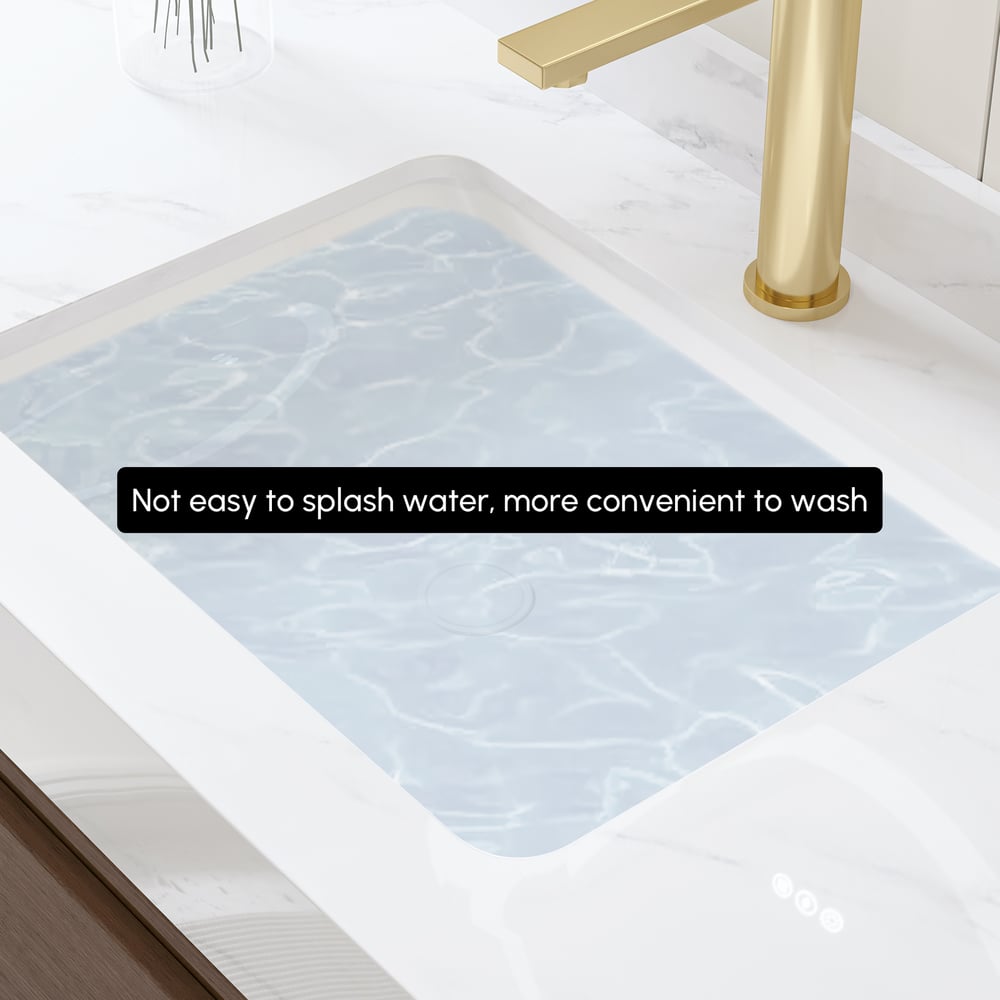 Bathroom Vanity Set 39.4"  Floating Sintered Stone Bathroom Vanity Walnut with Sink window image