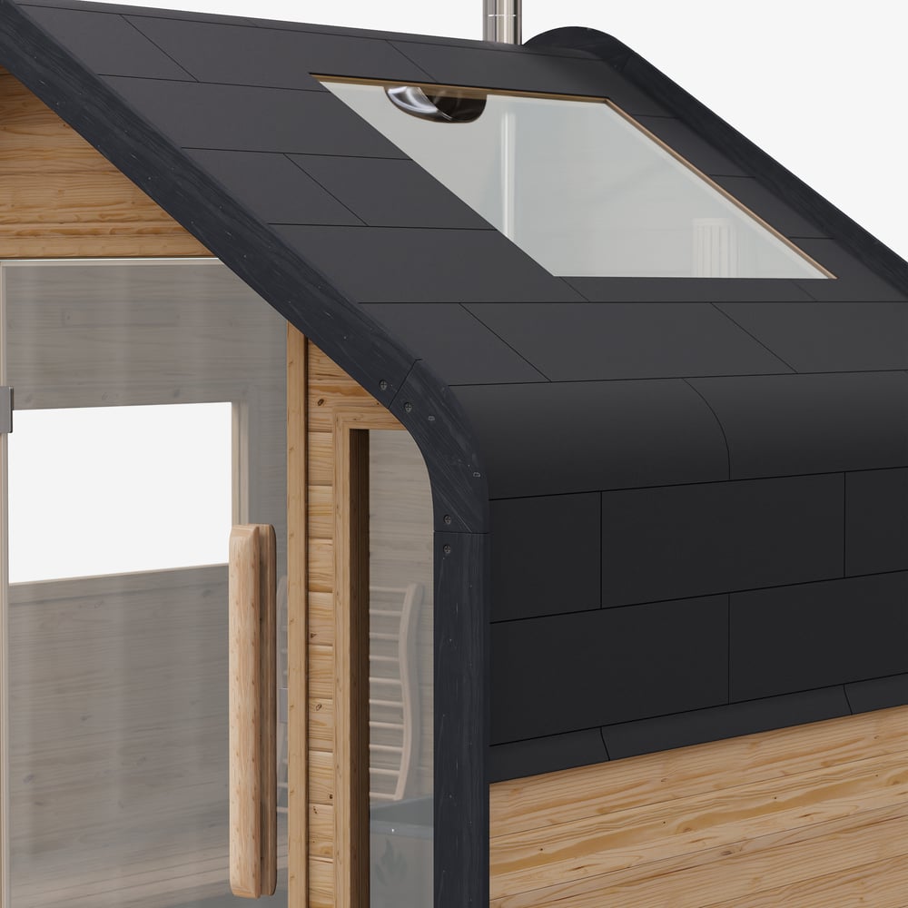 4-Person Electric Outdoor Sauna with LED Lighting & Glass Door window image