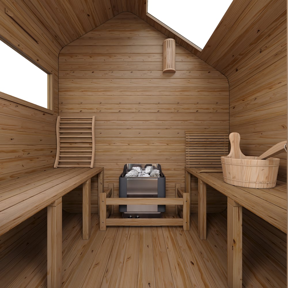 4-Person Electric Outdoor Sauna with LED Lighting & Glass Door window image