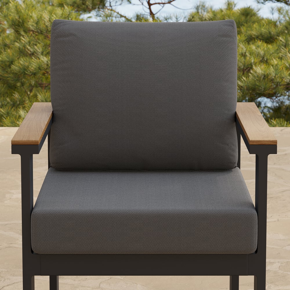 Tevara 9 Pieces Outdoor Dining Set with Propane Fire Pit Table & Aluminum Armchair window image
