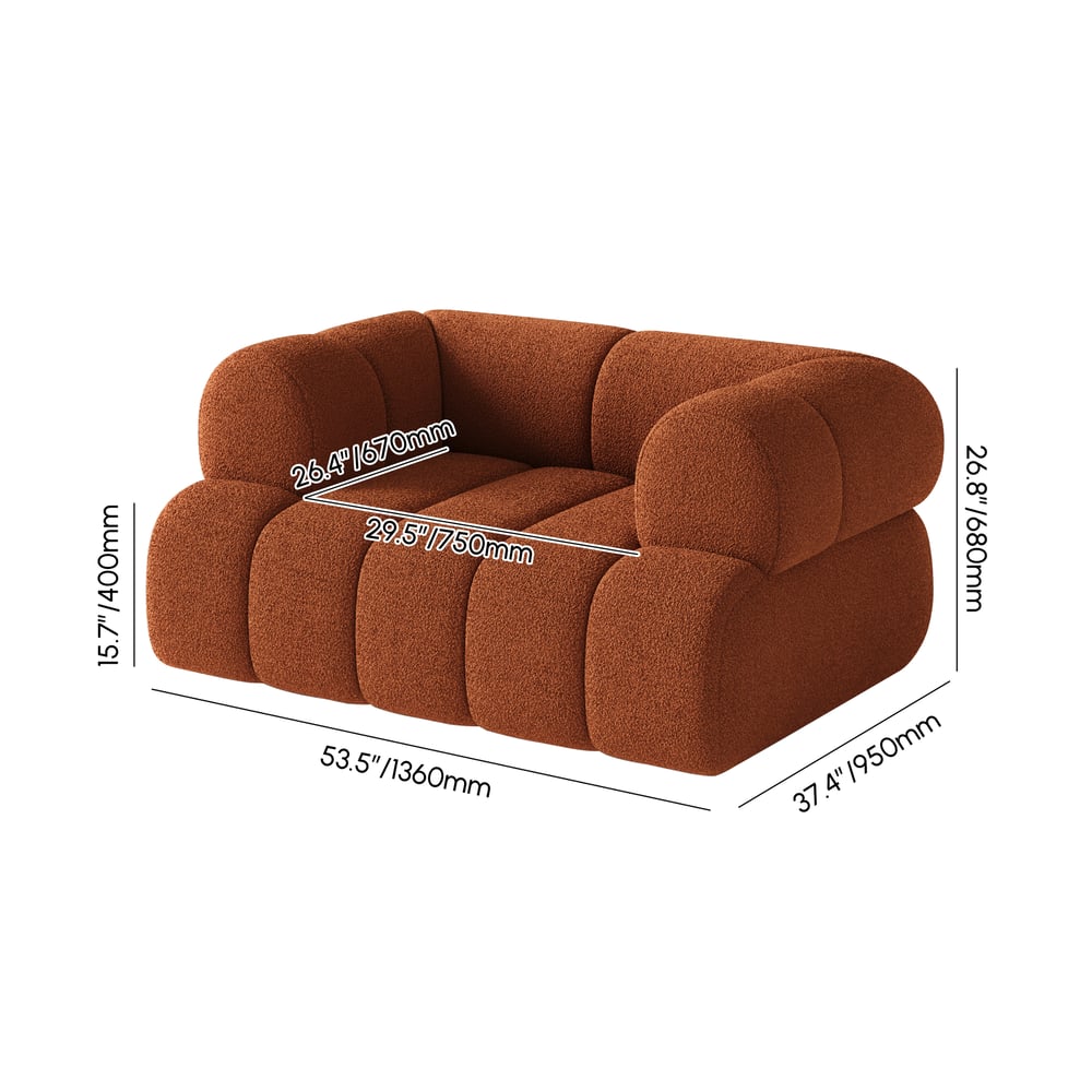 Nimbus Boucle Upholstered Accent Chair 118" Channel Sherpa Linen Sectional Sofa Chaise weights dimensions image