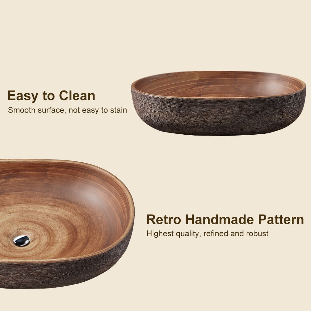 Retro ceramiczny owalny zlew na blat do łazienki obraz okna