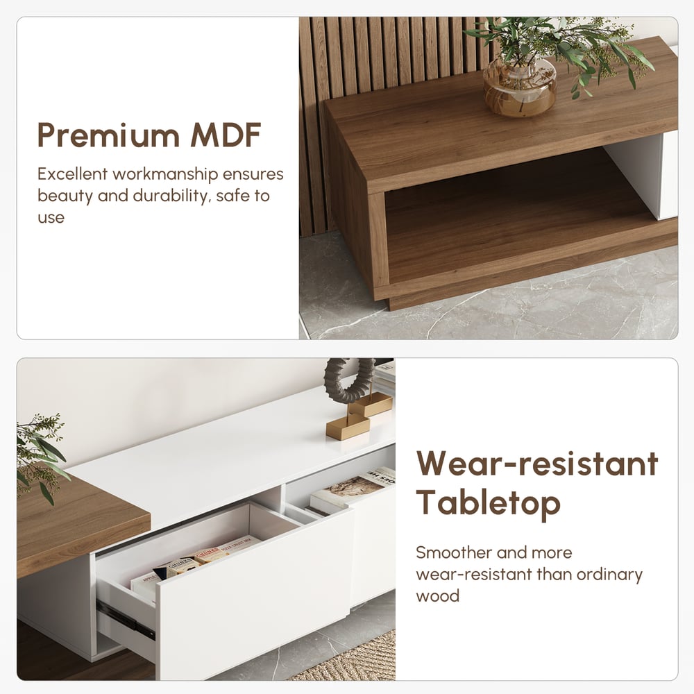 Quoint Extendable TV Stand with 3 Drawers(71"-100")