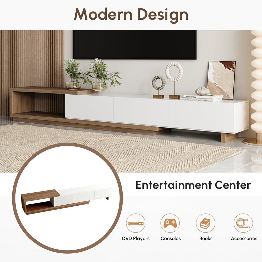 Quoint Extendable TV Stand with 3 Drawers(71"-100")