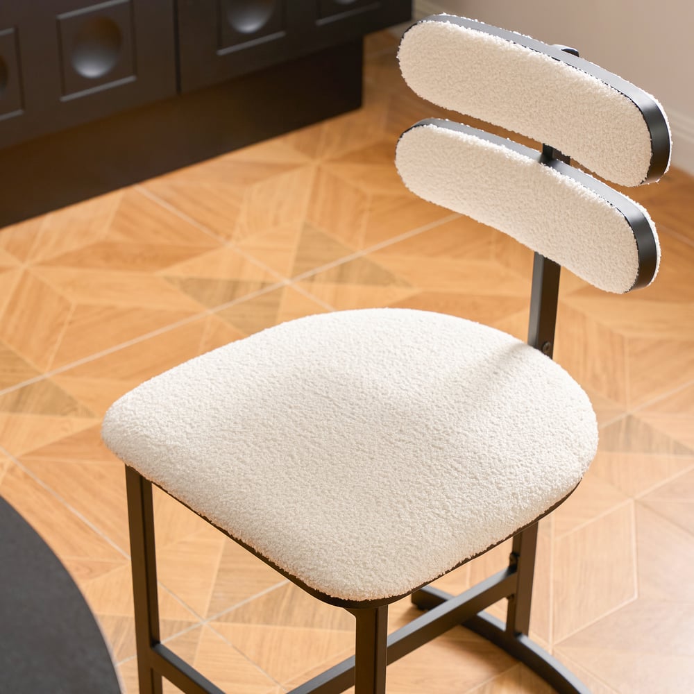Modern Boucle White (Set of 2) Dining Chairs with Back Side Chair