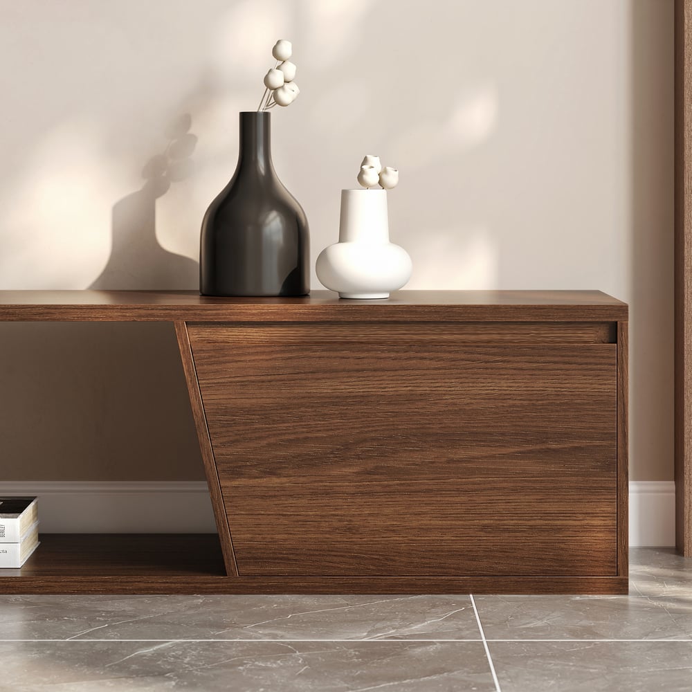 Fero extendable TV cabinet in walnut color, modern and minimalist TV ...