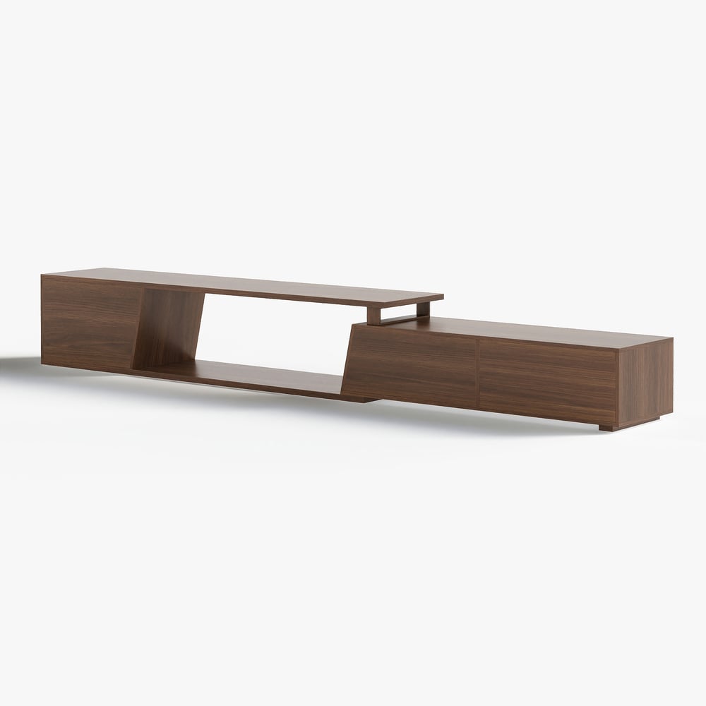 Fero extendable reversible TV cabinet with 3 drawers of 180 cm in walnut color