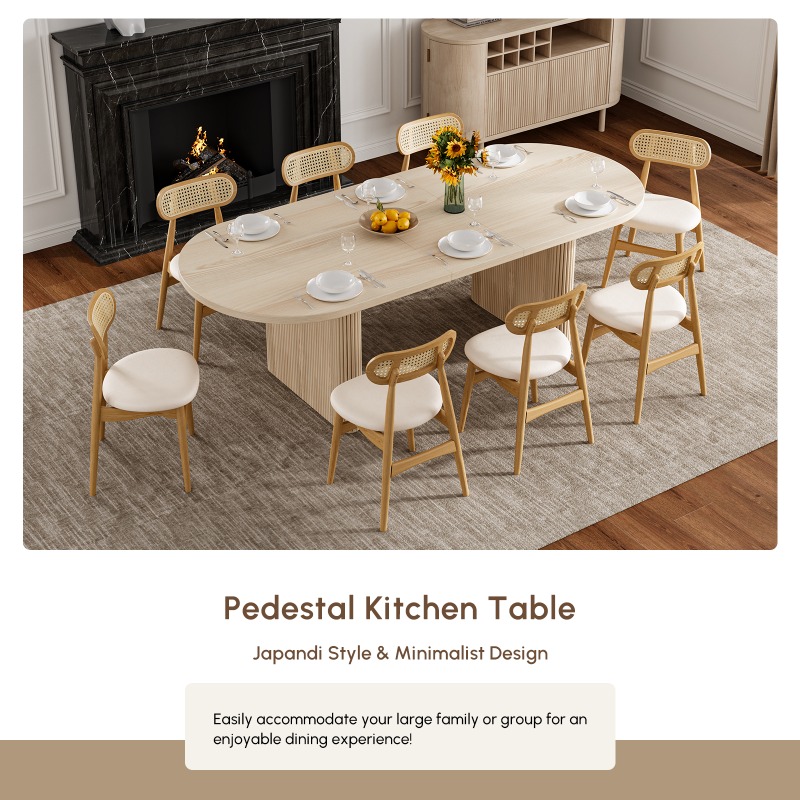 Japonandi oválný výsuvný jídelní stůl v bílé barvě (2000-2400 mm), pro 6-10 osob obrázek okna