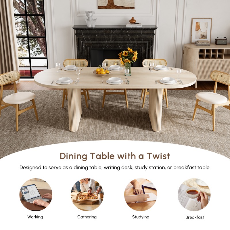 Japonandi oválný výsuvný jídelní stůl v bílé barvě (2000-2400 mm), pro 6-10 osob obrázek okna