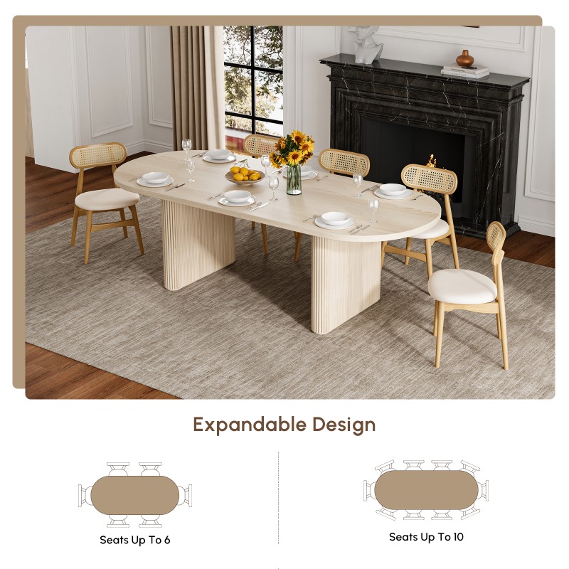 Japonandi oválný výsuvný jídelní stůl v bílé barvě (2000-2400 mm), pro 6-10 osob obrázek okna